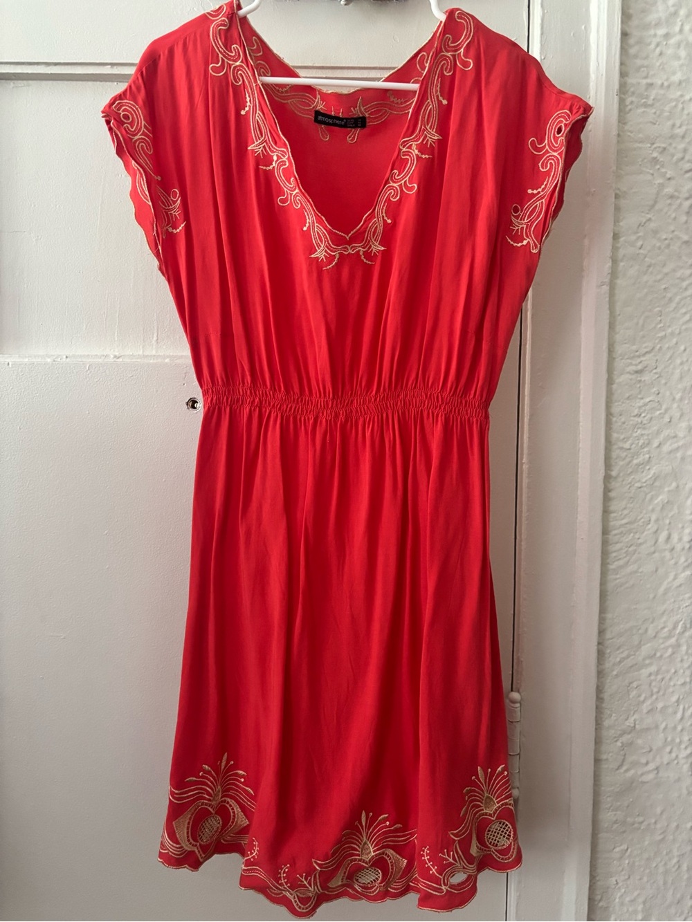 Atmosphere Red Dress with Gold Embroidery